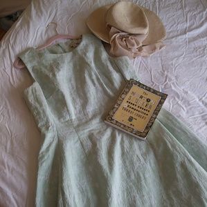 A sea foam embroidered dress